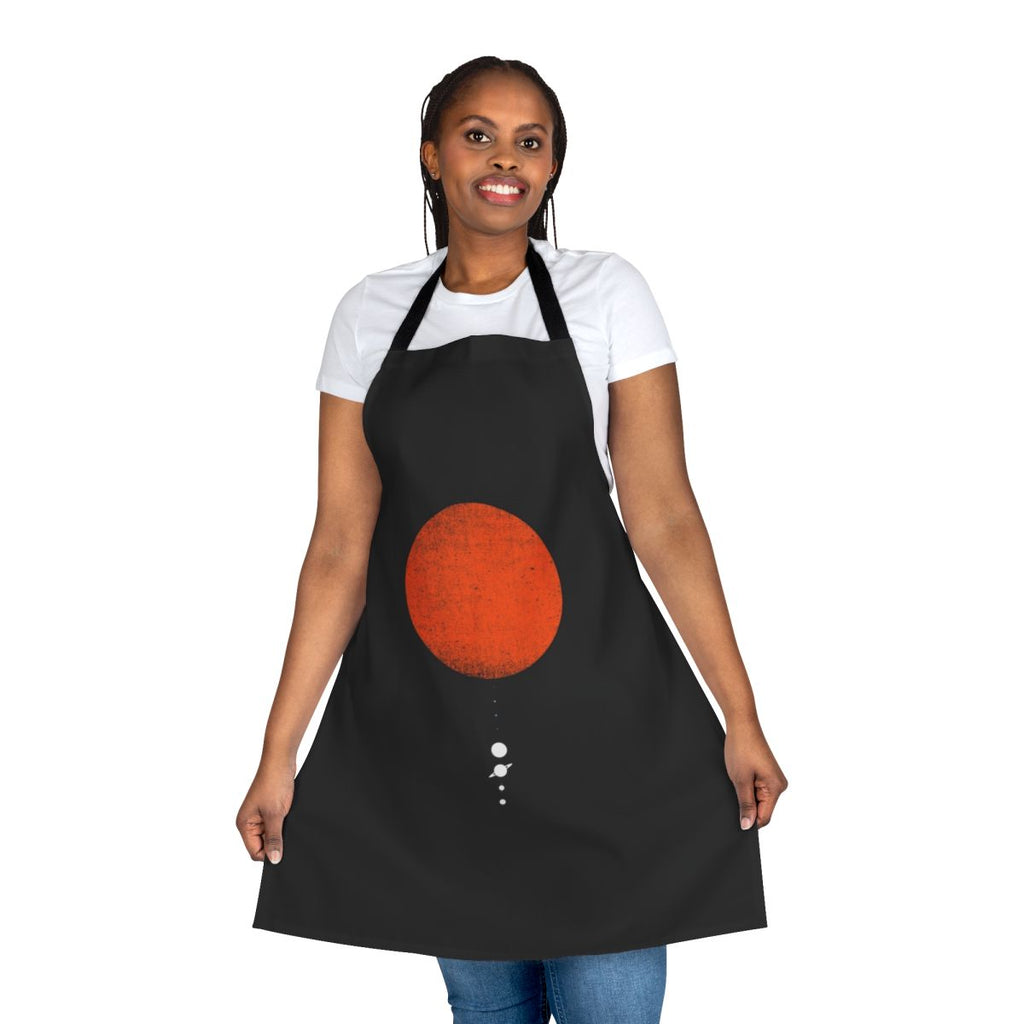 A minimalist apron featuring the planets of the solar system