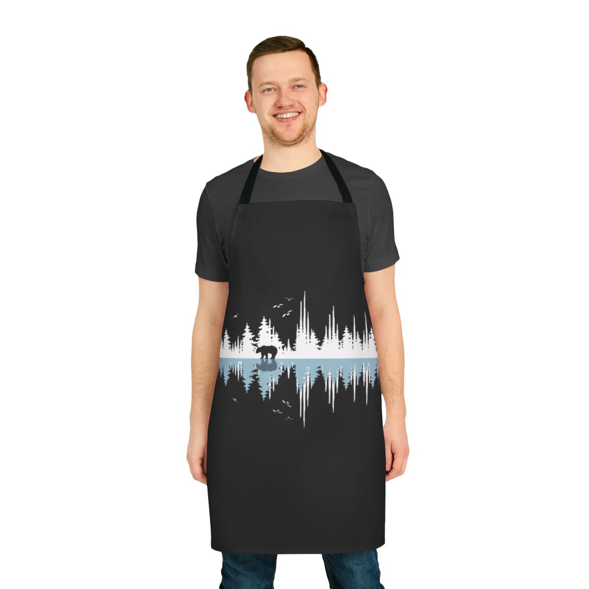 Minimalist apron featuring a stylized sound wave design inspired by nature and wildlife