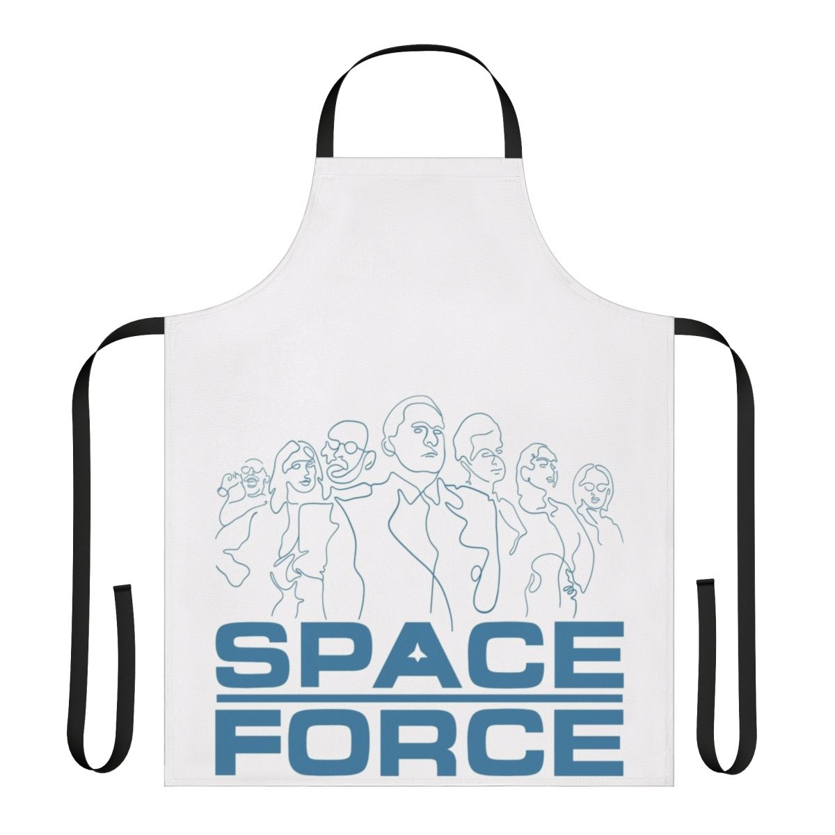 Minimalist apron with a space-themed 'Space Is Hard' design