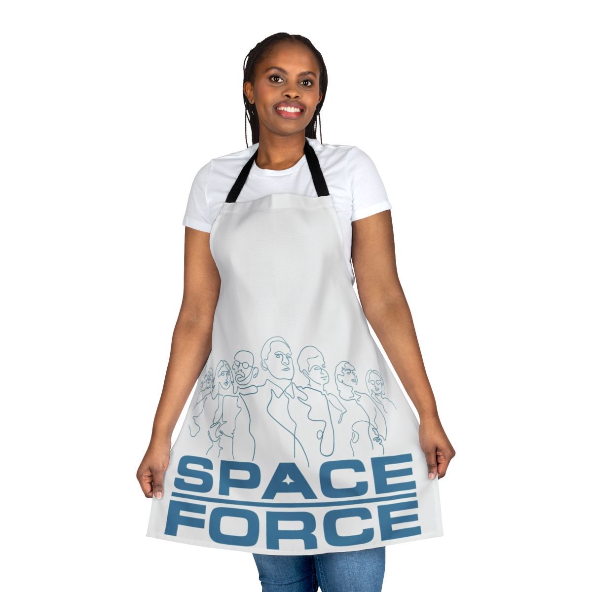 Minimalist apron with a space-themed 'Space Is Hard' design