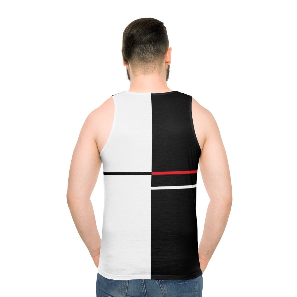 Unisex tank top with minimalist monochrome abstract art design