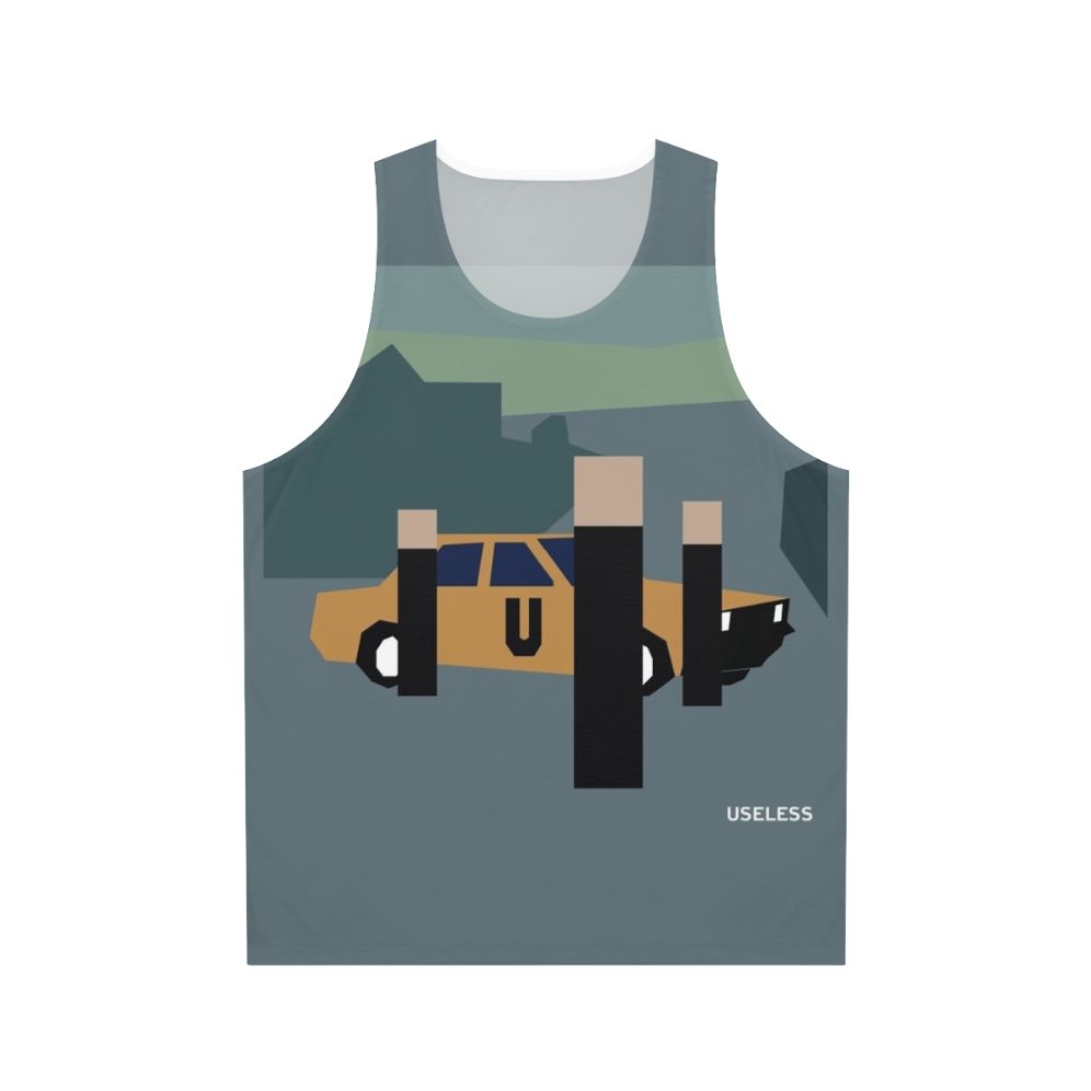 Minimalist unisex tank top with retro electronic music design