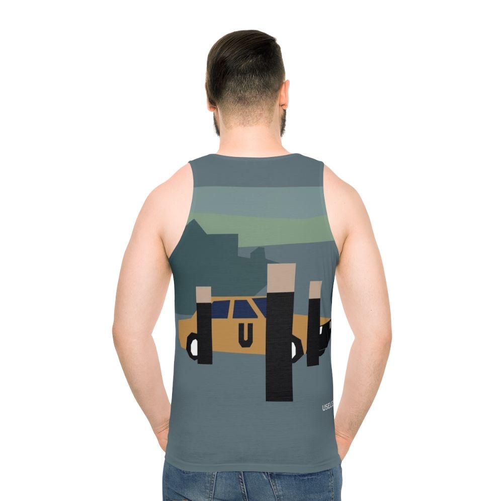 Minimalist unisex tank top with retro electronic music design