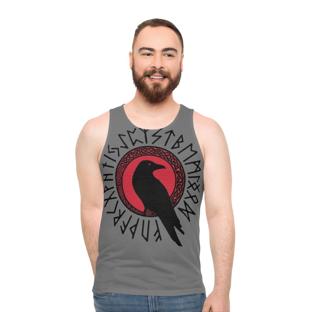 Minimalist Viking Tank Top with Futhark Runes and Celtic Knots