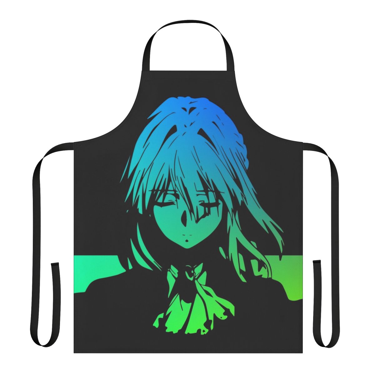 Minimalist dark apron featuring Violet Evergarden, the anime character from the Netflix series