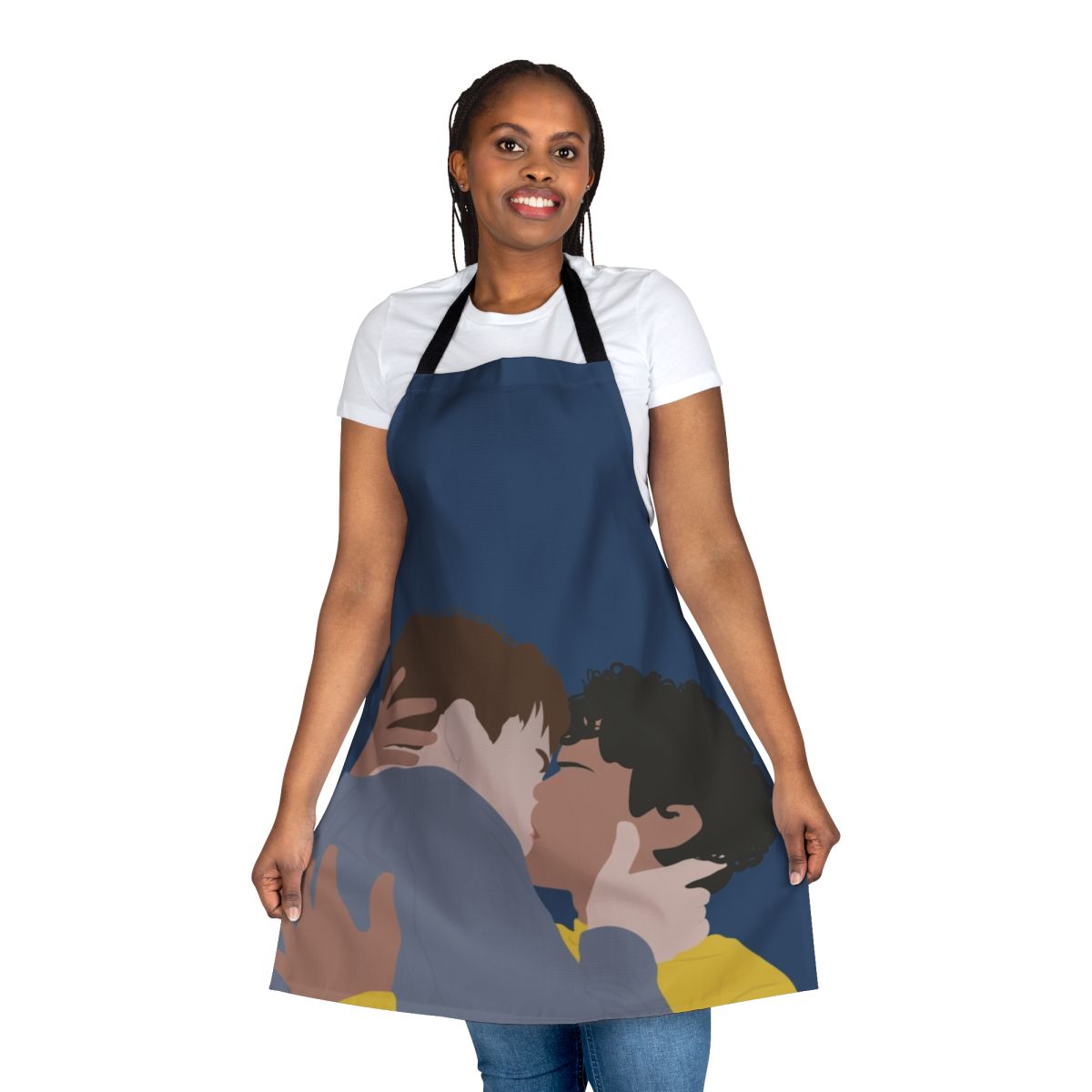 Minimalist design apron featuring a quote from the Netflix series Young Royals