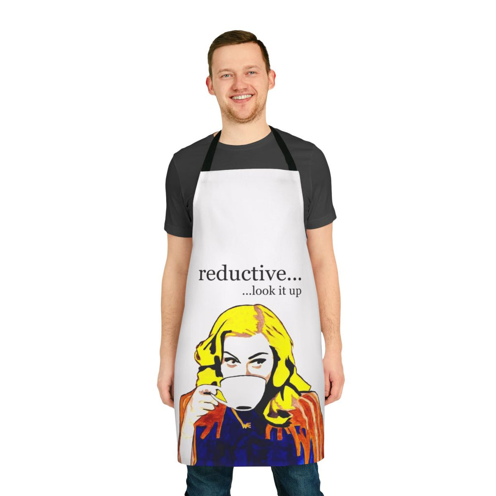 Minimalist white reductive apron with a simple, modern design