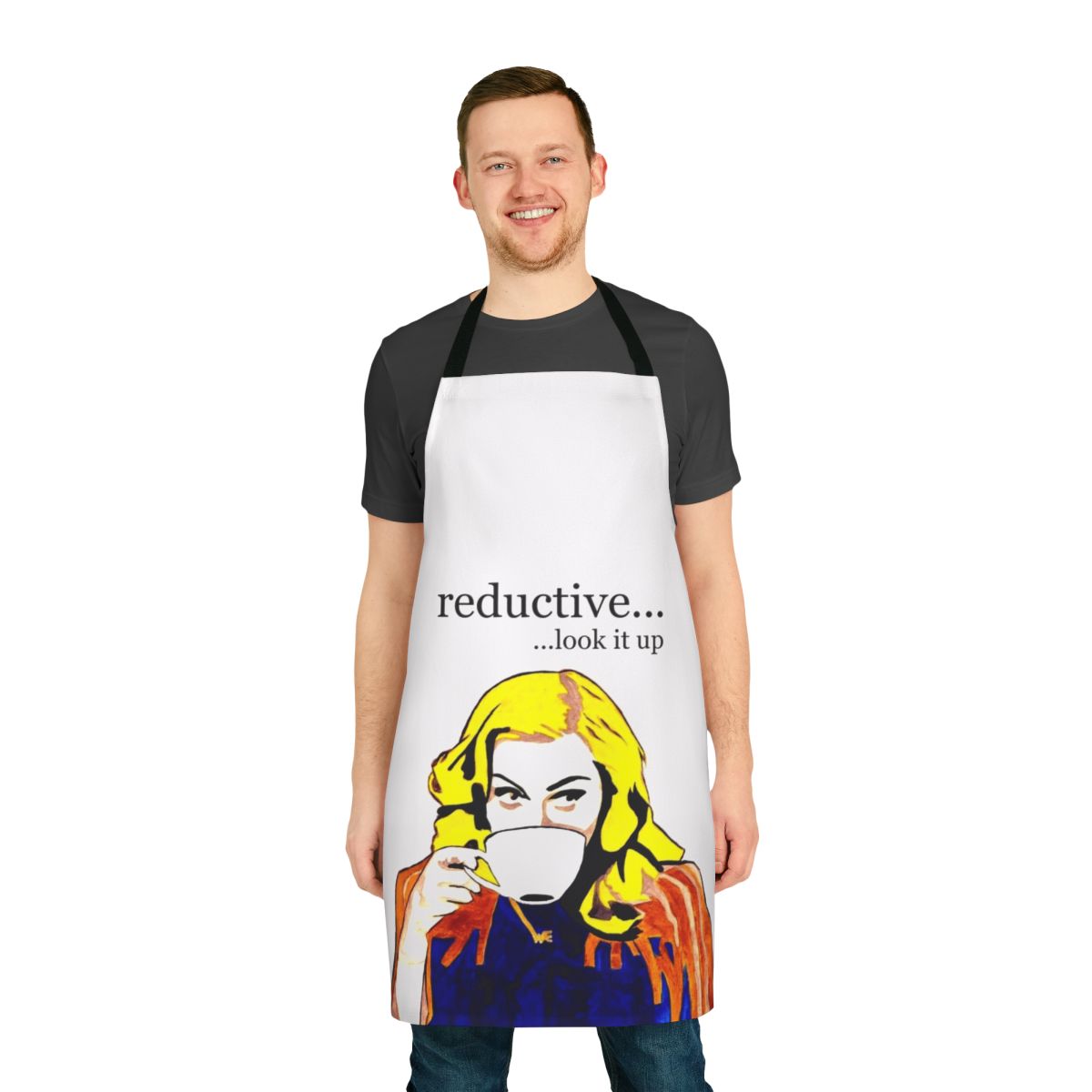 Minimalist white reductive apron with a simple, modern design
