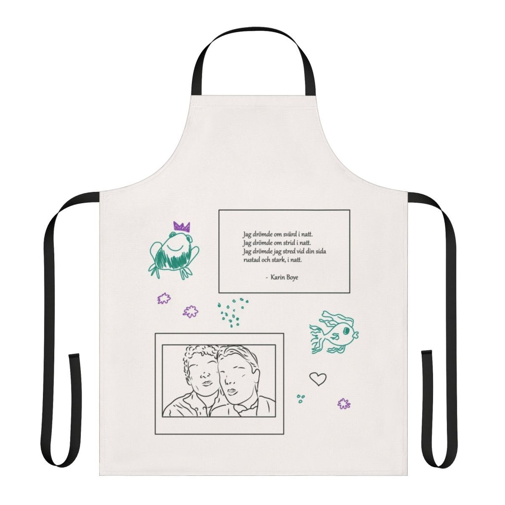 Minimalist Young Royals inspired apron featuring silhouettes of Prince Wilhelm and Simon Eriksson