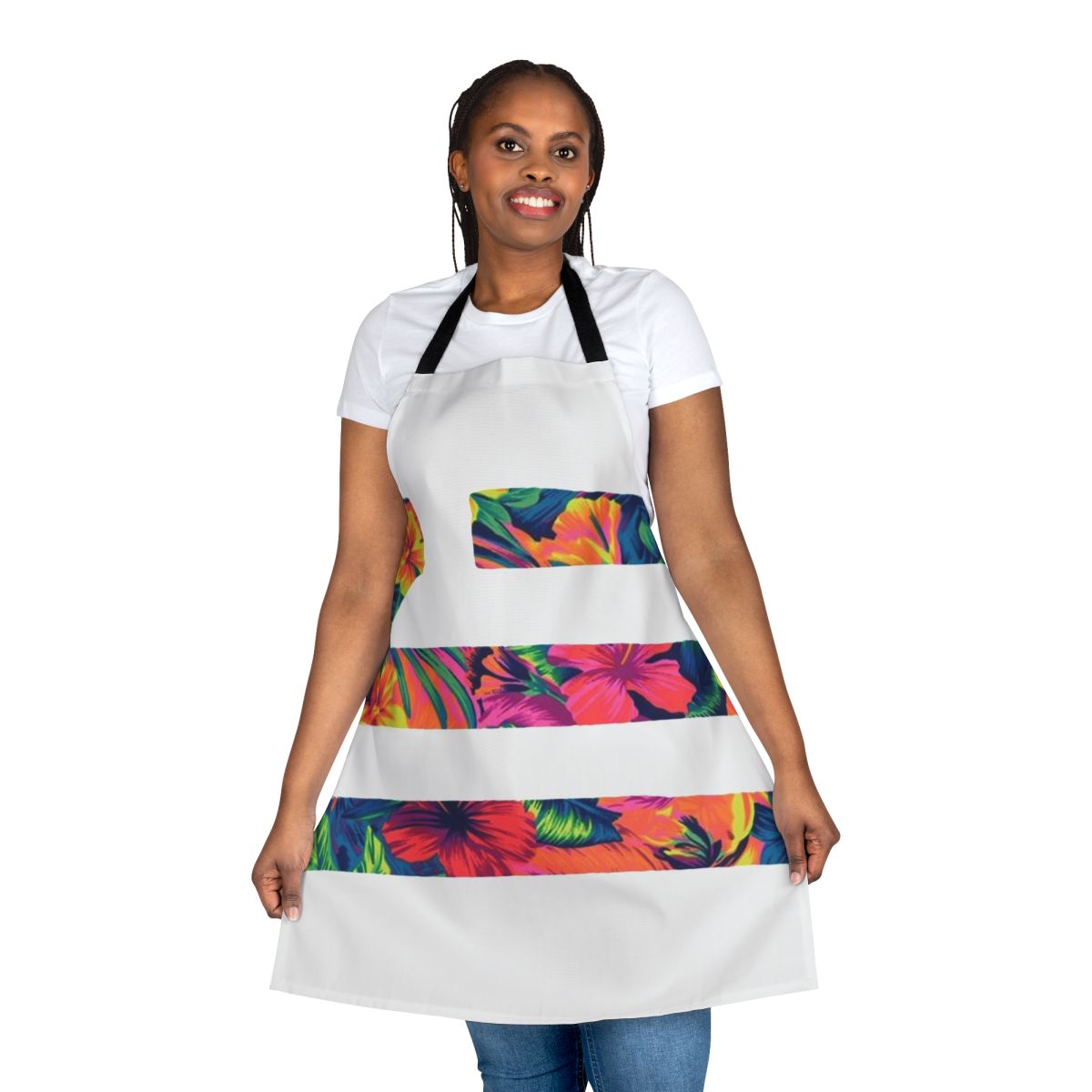 Minimalist black and white apron with a simple design inspired by electronic music artist Zhu