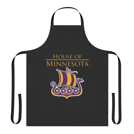 Minnesota Vikings inspired cooking apron with team colors and logo