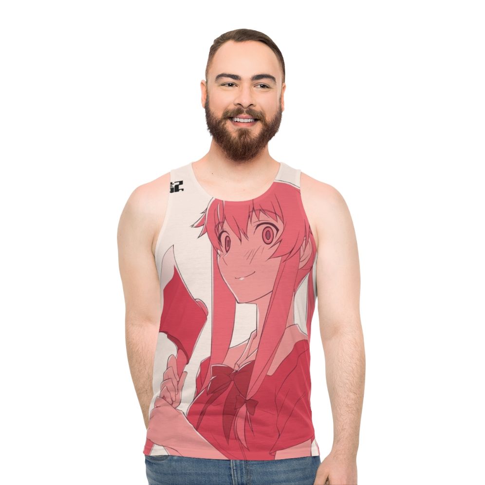 Mirai Nikki anime unisex tank top featuring Yuno Gasai