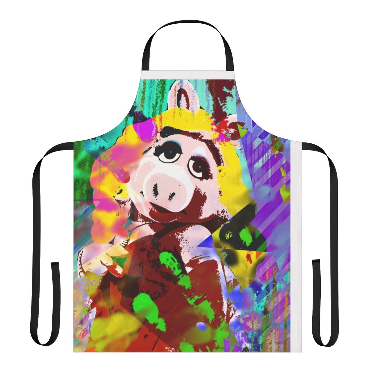 Miss Piggy inspired apron with vibrant LGBTQIA+ pride colors and design