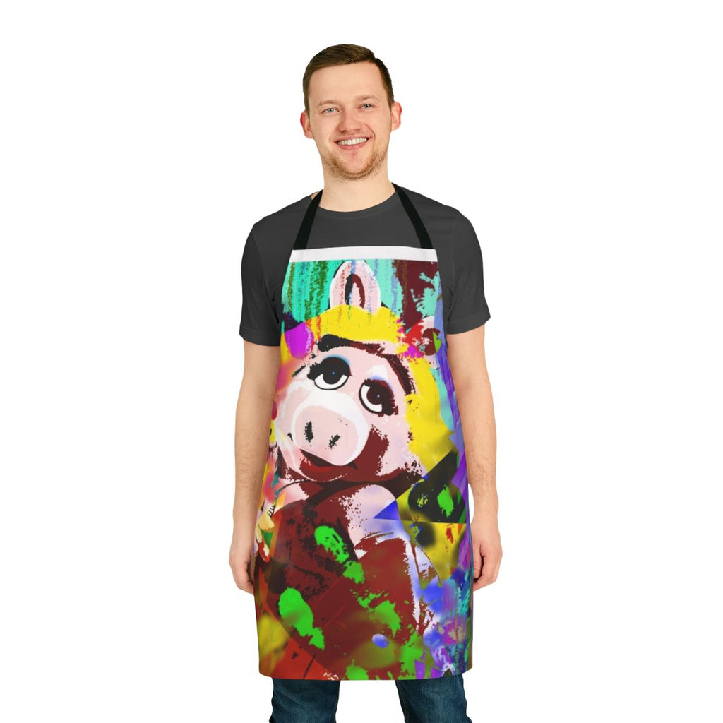 Miss Piggy inspired apron with vibrant LGBTQIA+ pride colors and design