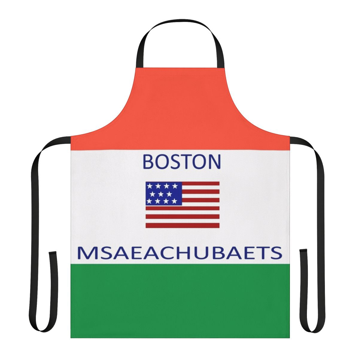 Humorous apron featuring a misspelled meme about Massachusetts