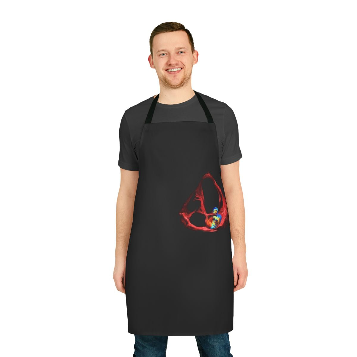 Mitral regurgitation apron with echocardiography-inspired artwork for cardiac ultrasound professionals