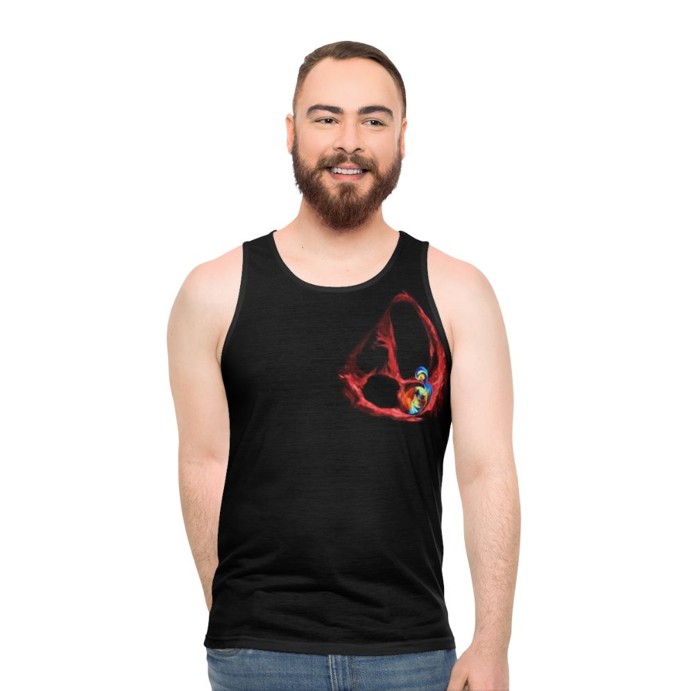 Unisex tank top with medical imaging design for mitral regurgitation