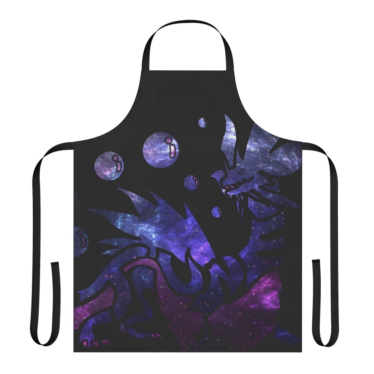 Mizutsune Galaxy Design Apron, featuring a minimalist space-themed design inspired by the Bubble Fox Wyvern from Monster Hunter World.