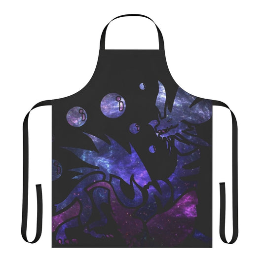 Mizutsune Galaxy Design Apron, featuring a minimalist space-themed design inspired by the Bubble Fox Wyvern from Monster Hunter World.