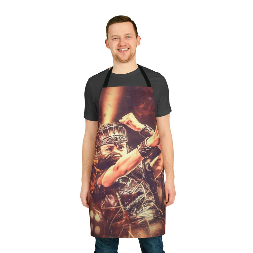 Stylized fire apron design featuring Moametal of the Japanese metal band Babymetal