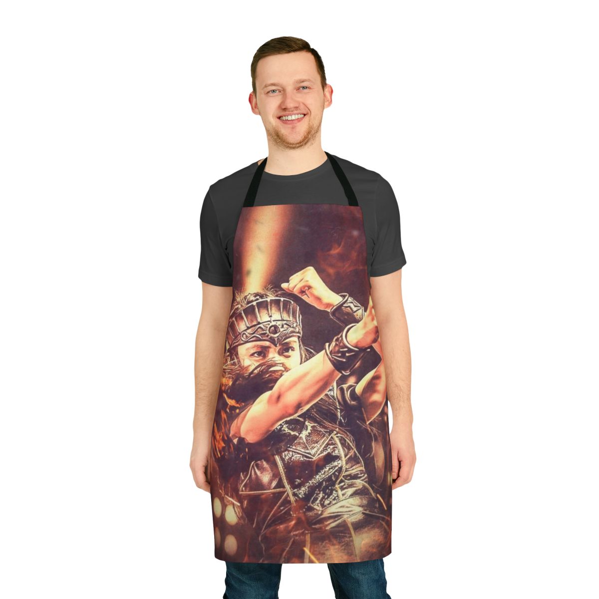 Stylized fire apron design featuring Moametal of the Japanese metal band Babymetal