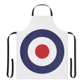 A 1960s-style pop art target apron, perfect for mod fashion enthusiasts.