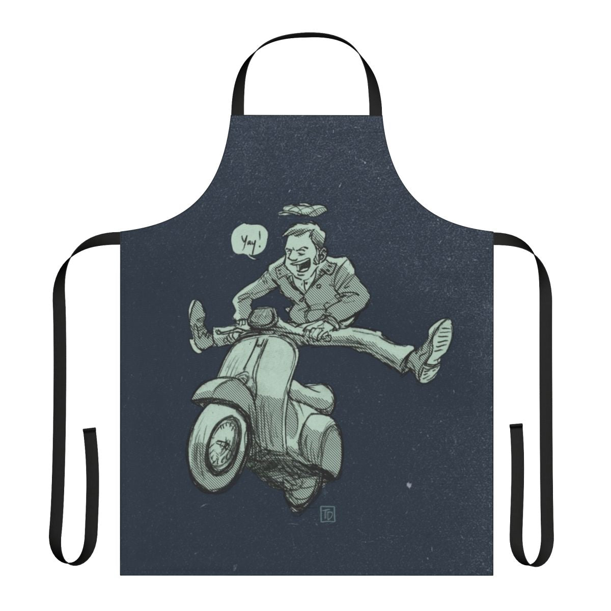 Vintage-inspired scooter apron with retro mod graphics