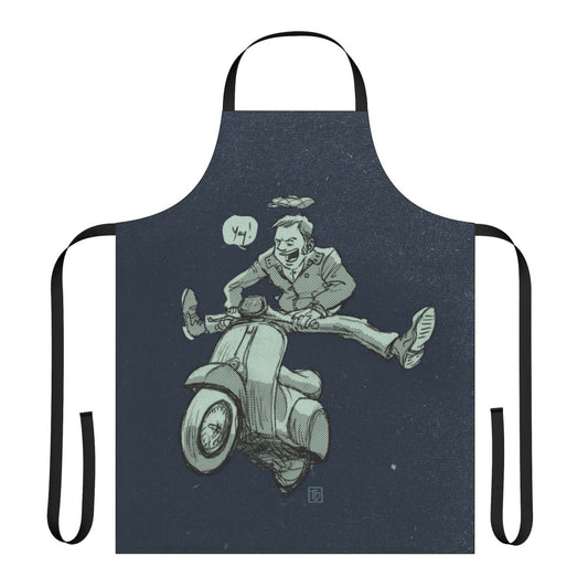 Vintage-inspired scooter apron with retro mod graphics