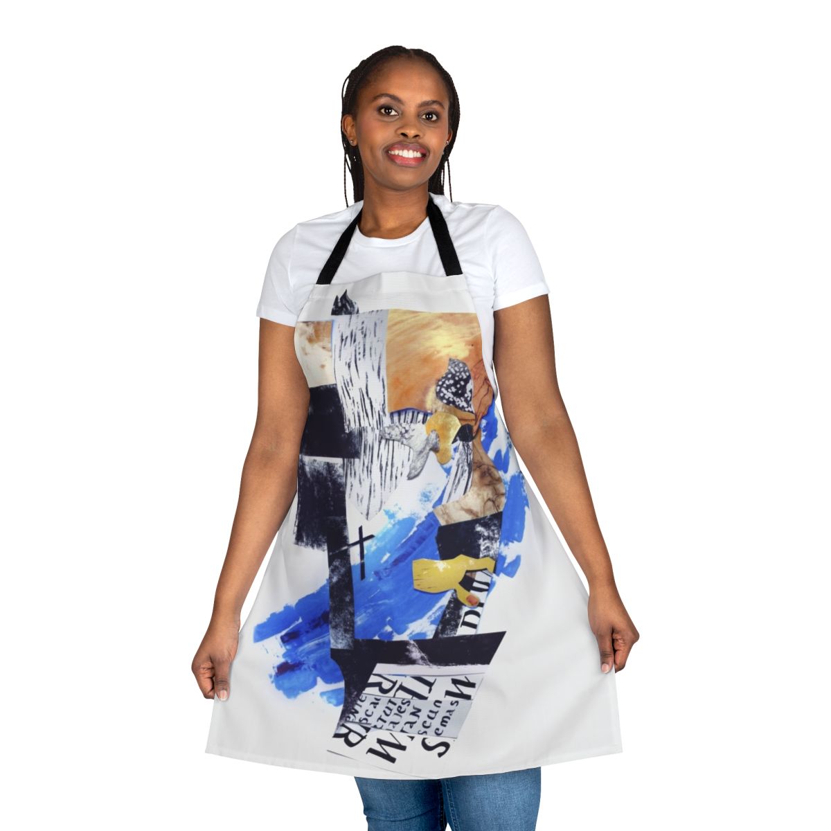 Black and blue apron with a minimalist design inspired by the music of Estonian composer Arvo Pärt