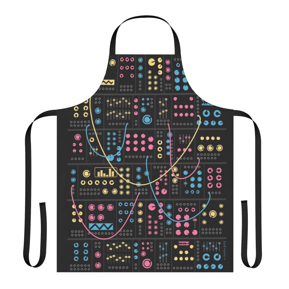 A high-quality apron with a modular synthesizer design, perfect for electronic music producers and musicians.