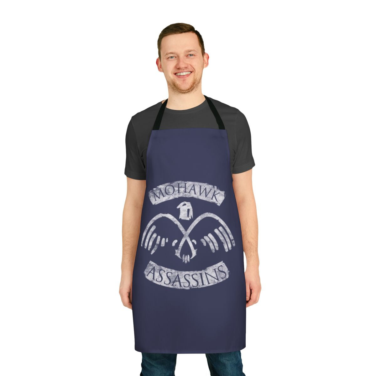 Mohawk-inspired gaming apron featuring design elements from the Assassins Creed video game series