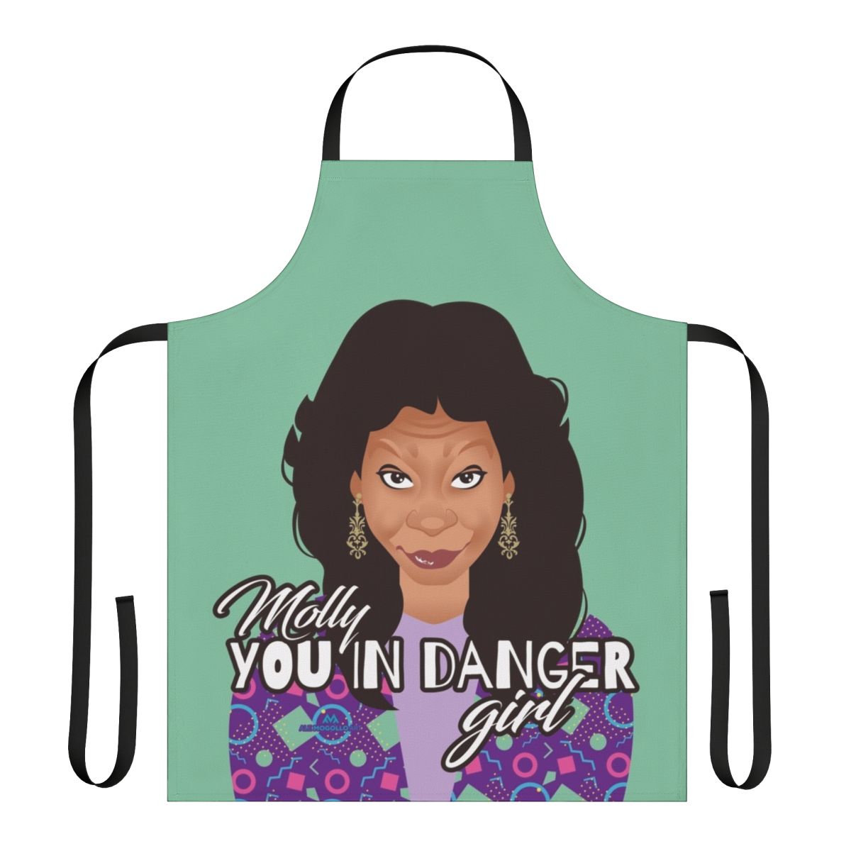 A high-quality kitchen apron featuring a Molly from the film Ghost design, perfect for comedy and film fans.