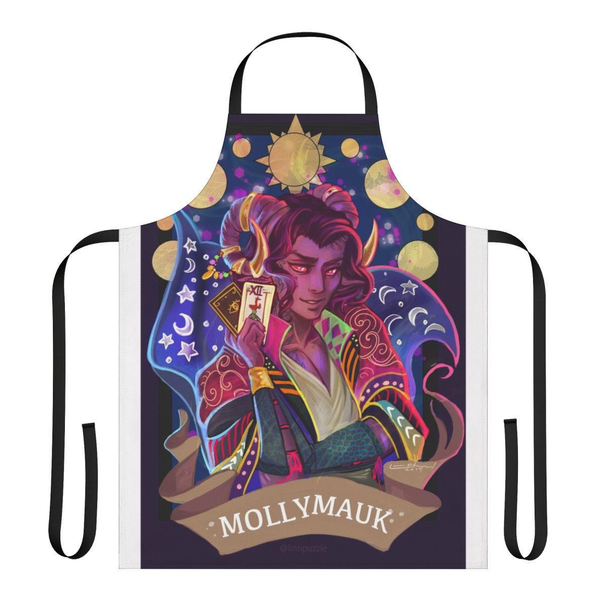 Mollymauk-themed apron featuring the character from the popular tabletop RPG series Critical Role