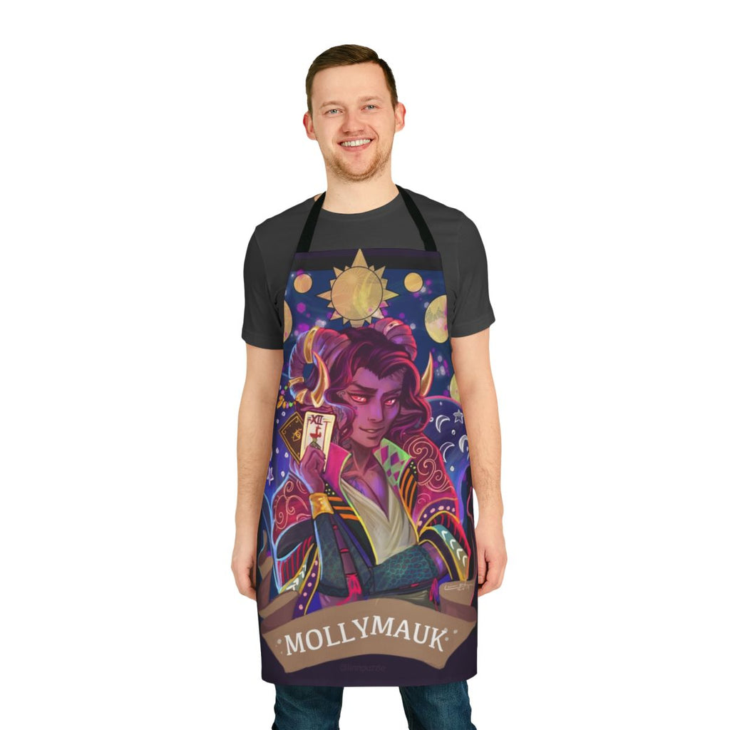 Mollymauk-themed apron featuring the character from the popular tabletop RPG series Critical Role