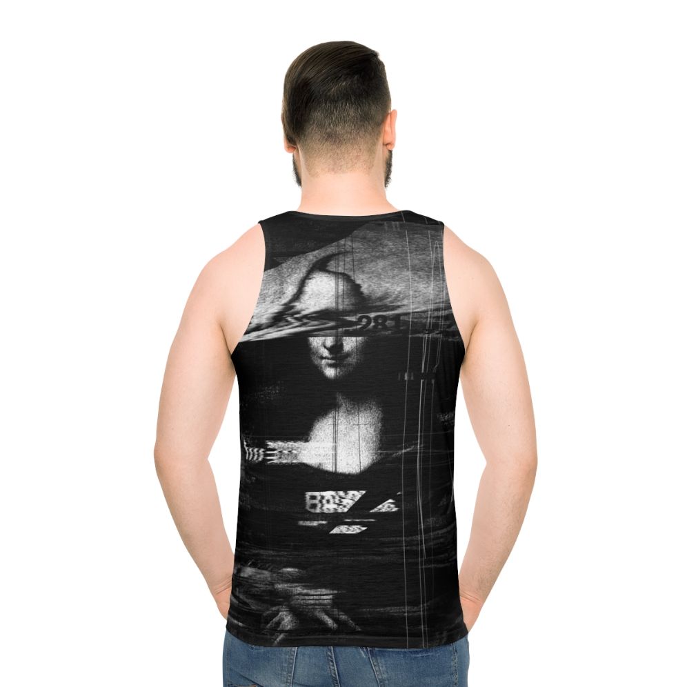 Mona Lisa Glitch Unisex Tank Top with Abstract Portrait Design