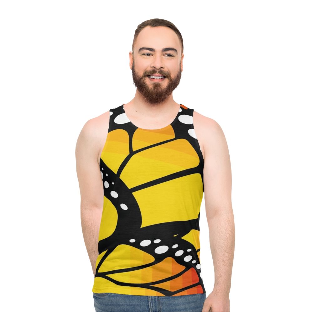 Monarch butterfly orange and black and white abstract tank top