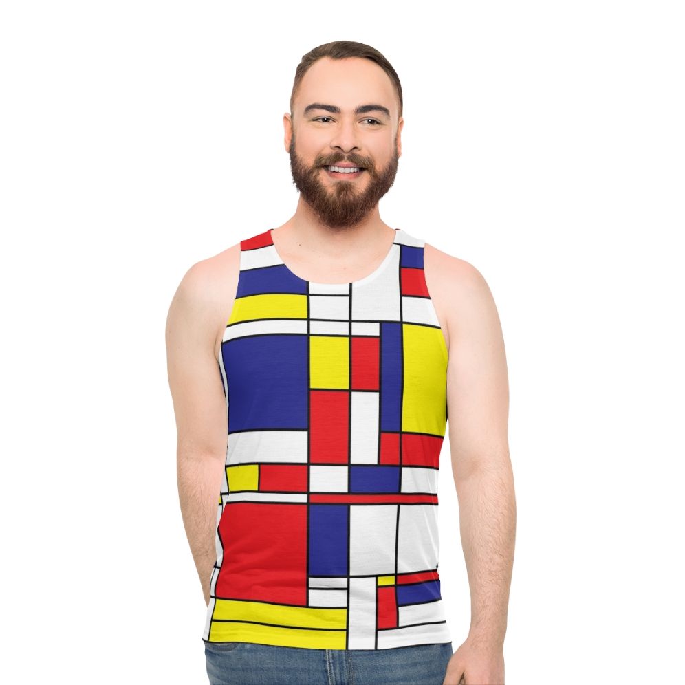 Mondrian-inspired abstract art unisex tank top