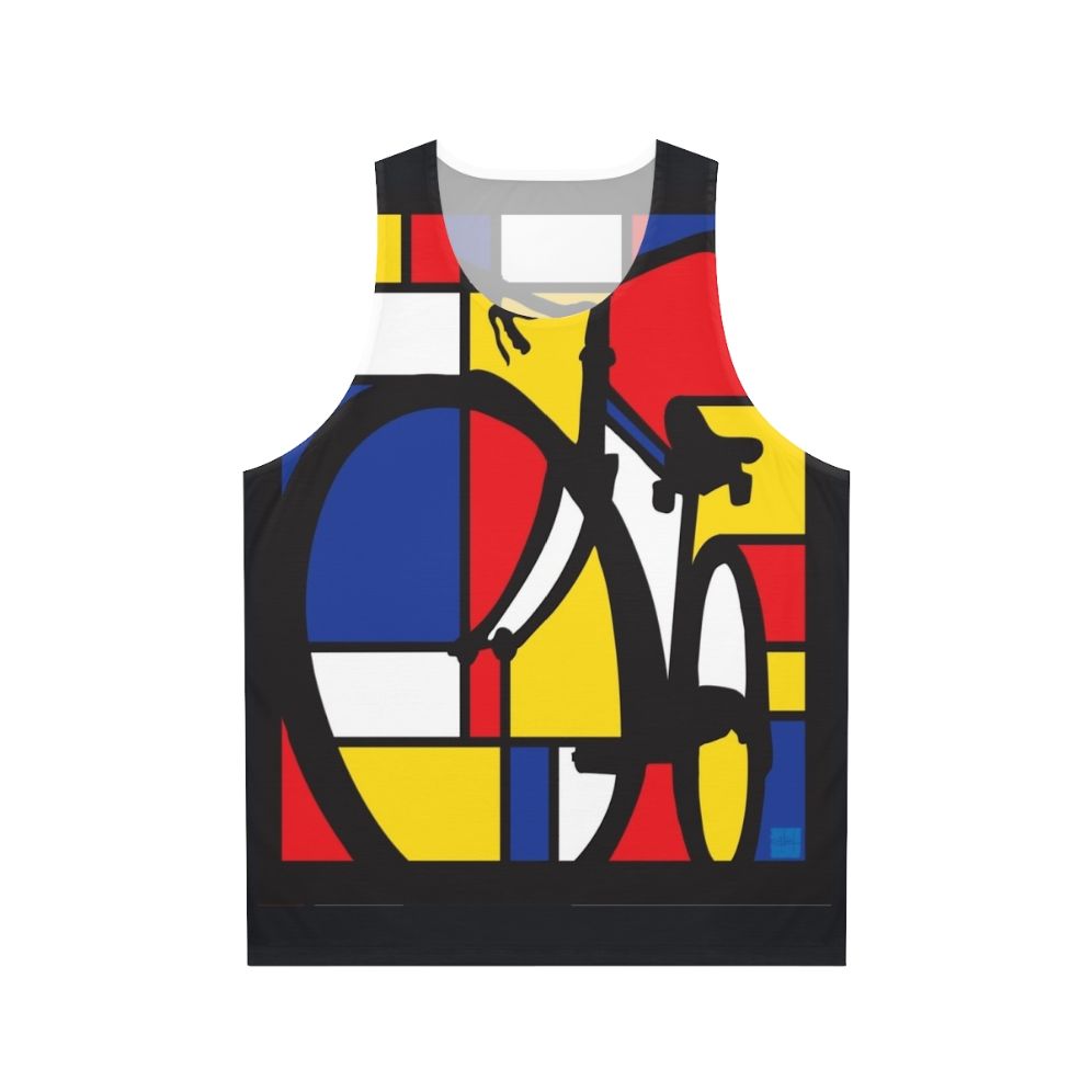 Mondrian inspired bicycle art unisex tank top