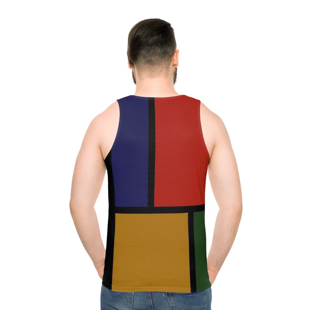 Colorful, geometric Mondrian-inspired unisex tank top