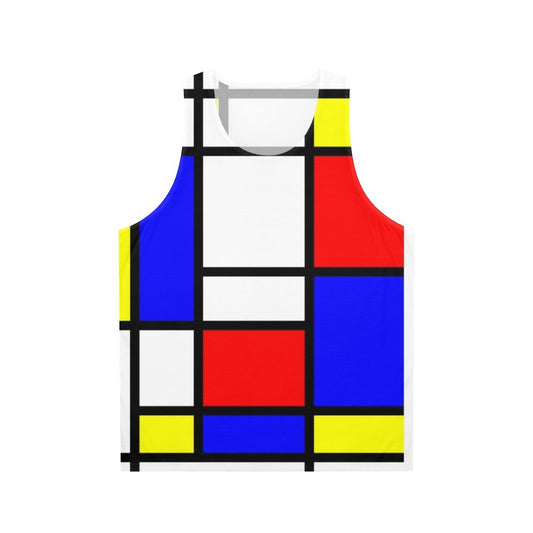 Unisex tank top with Mondrian-inspired abstract art design