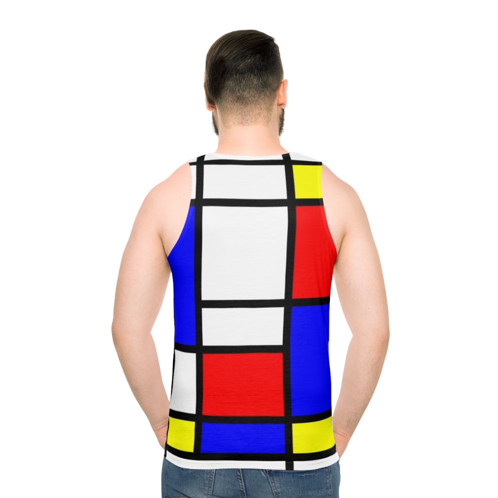 Unisex tank top with Mondrian-inspired abstract art design