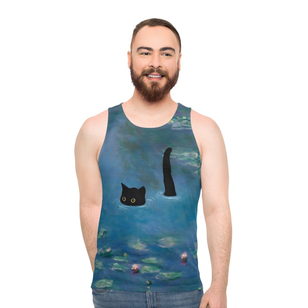 Monet Waterlily Cat Print Unisex Tank Top