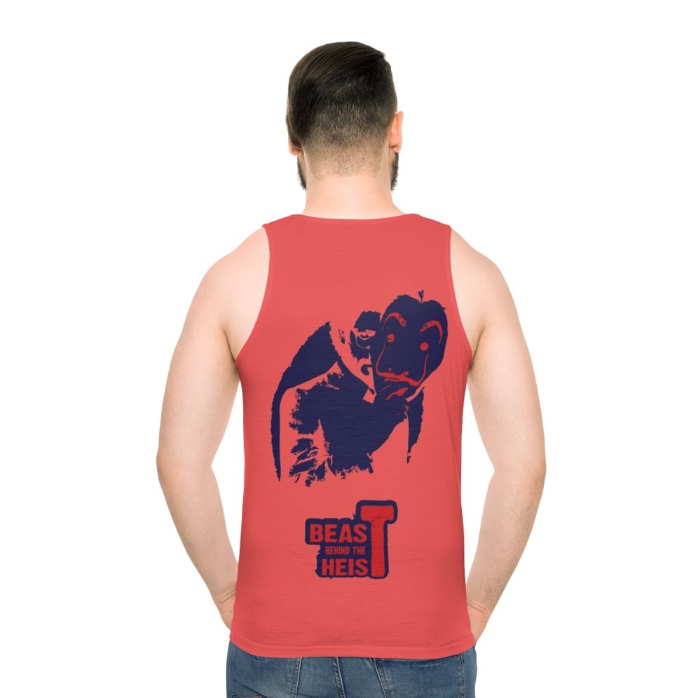 Money Heist Unisex Tank Top featuring "Beast Behind the Heist" design