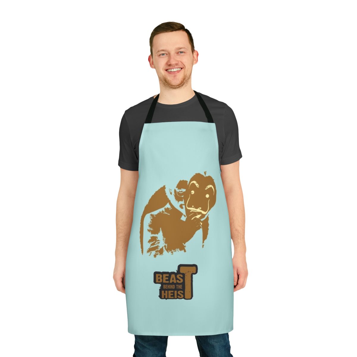 Money Heist inspired apron featuring a stylized graphic design