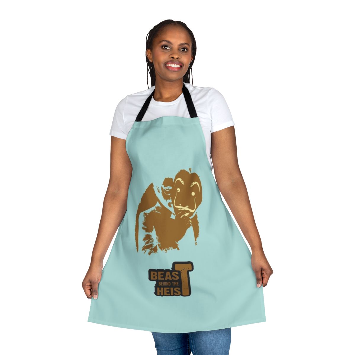 Money Heist inspired apron featuring a stylized graphic design