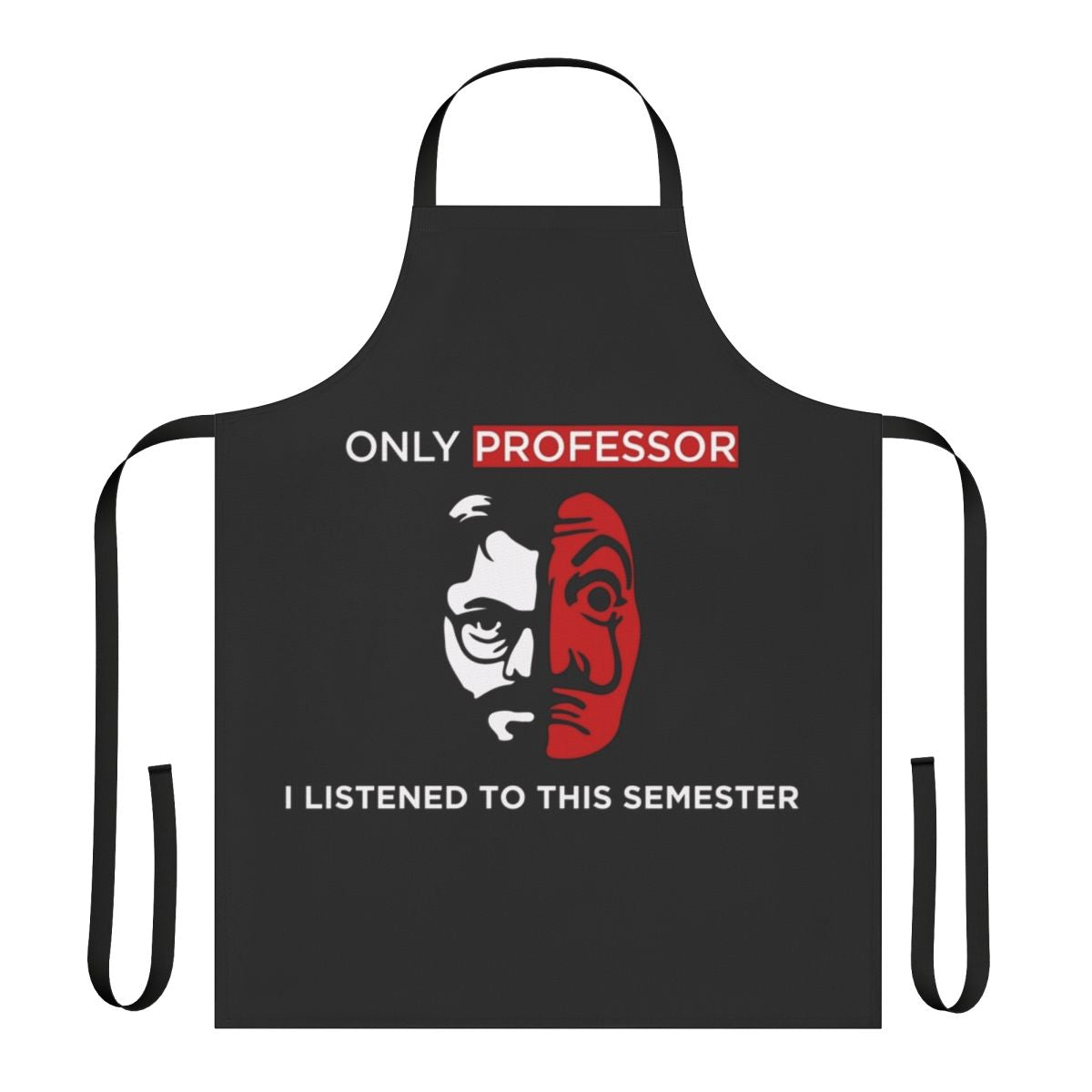 Money Heist inspired cooking apron with iconic "Bella Ciao" design