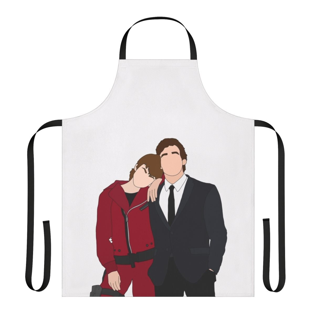 Money Heist-themed apron featuring characters Tokyo and Rio