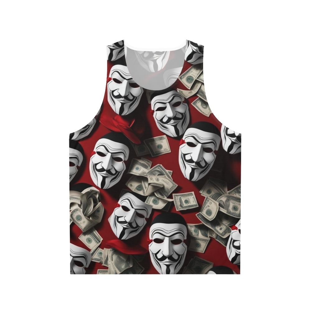 Money Heist Unisex Tank Top with Dali-Inspired Design
