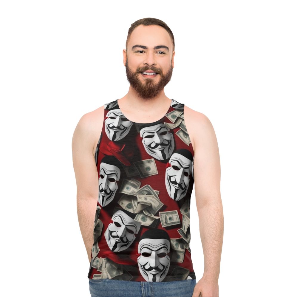 Money Heist Unisex Tank Top with Dali-Inspired Design