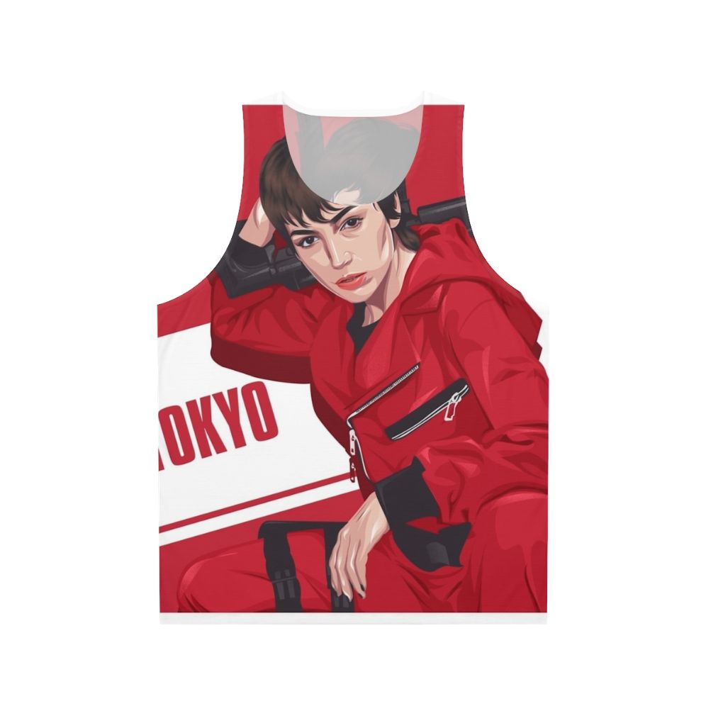 Money Heist Tokyo Unisex Tank Top featuring a vector design